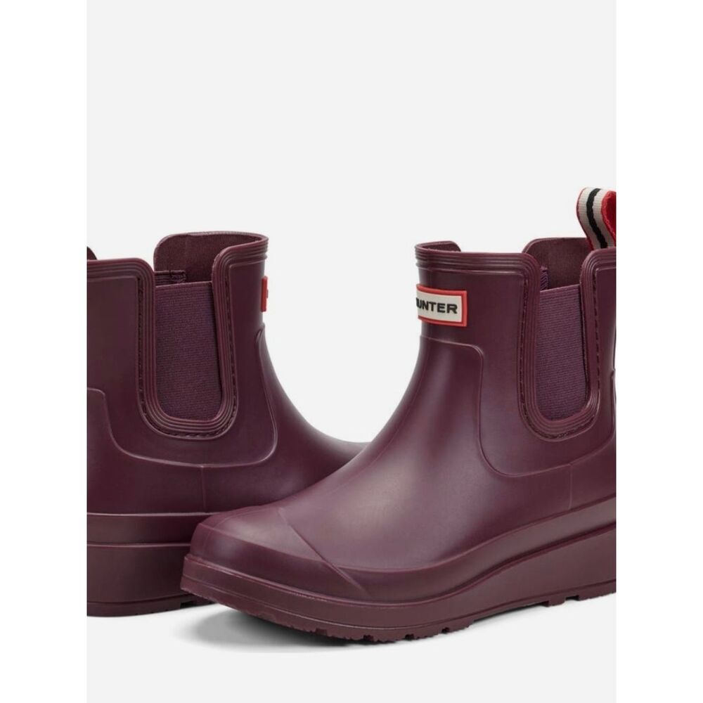 Hunter Tabitha Chelsea Waterproof Rain Boots- Dark Red